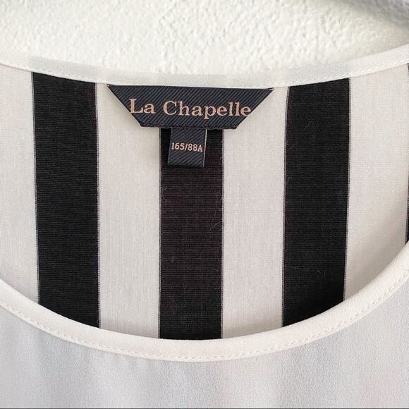 La Chapelle Black White Stripe I'm Serious Top Size Large - Picture 6 of 8